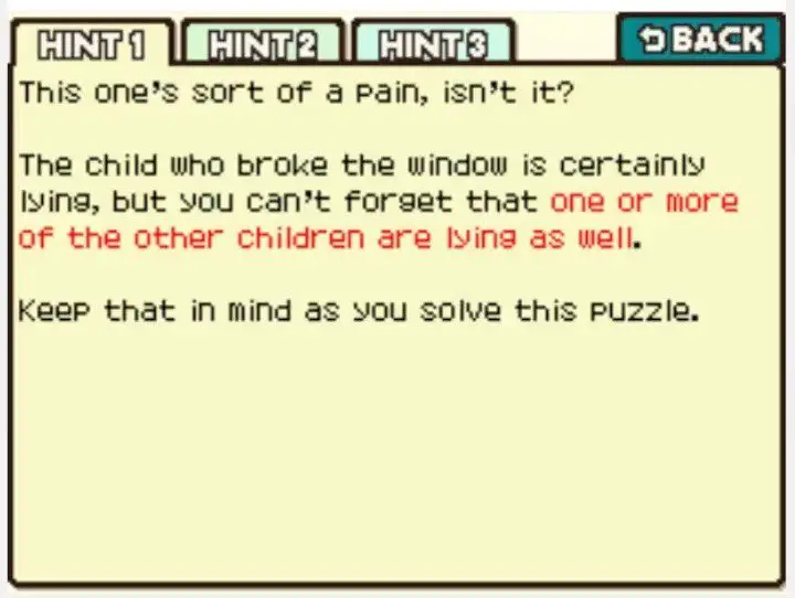 Professor Layton and the Curious Village Puzzle 074 - A Broken Window Hint 1
