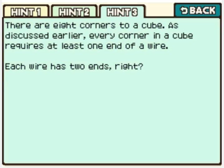 Professor Layton and the Curious Village Puzzle 075 - The Wire Cube Hint 3