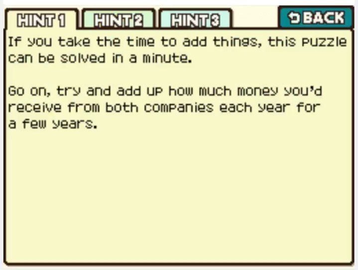 Professor Layton and the Curious Village Puzzle 077 - Which Job? Hint 1