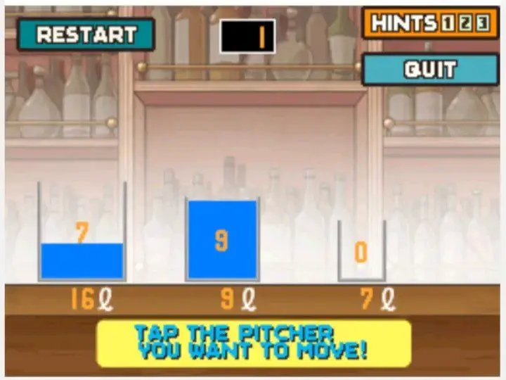 Professor Layton and the Curious Village Puzzle 078 - Water Pitchers Step 1