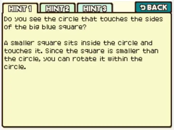 Professor Layton and the Curious Village Puzzle 086 - Square and Circles Hint 1