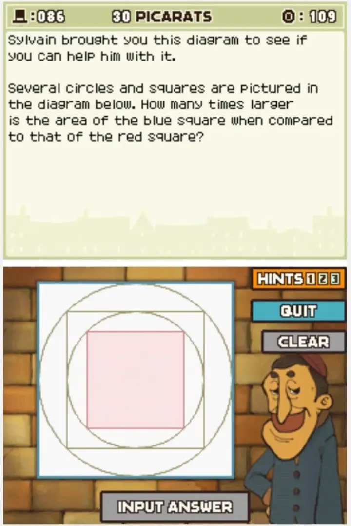 Puzzle overview of Professor Layton and the Curious Village Puzzle 086 - Square and Circles