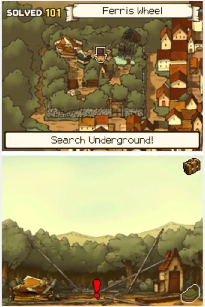 Professor Layton and the Curious Village Puzzle 087 - Ferris Wheel Puzzle Location