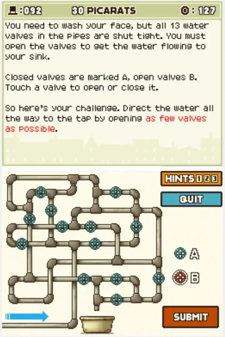 Puzzle overview for Professor Layton and the Curious Village Puzzle 092 - Wash Up