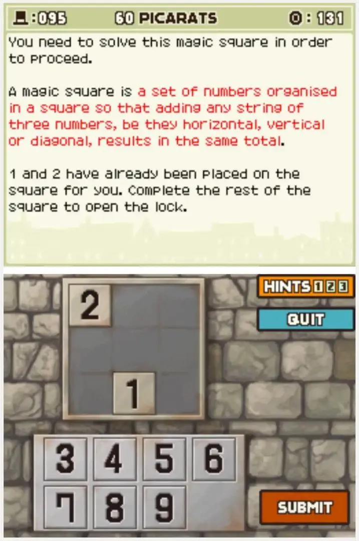 Puzzle overview for Professor Layton and the Curious Village Puzzle 095 - A Magic Sequence