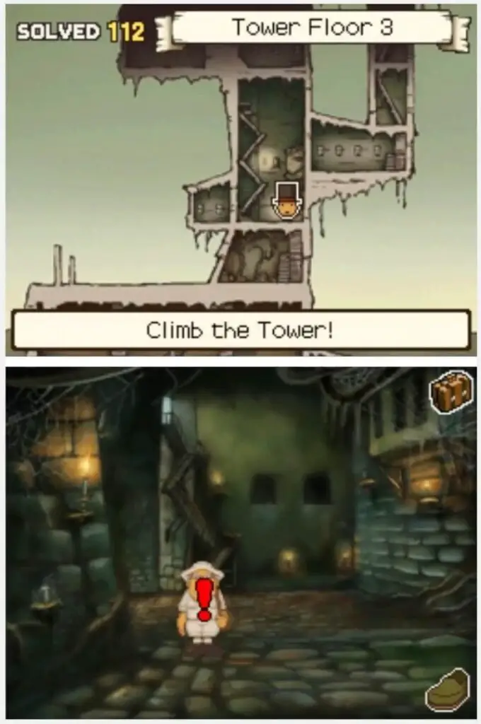 Professor Layton and the Curious Village Puzzle 96 (EU) - On the Stairs Location