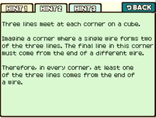 Professor Layton and the Curious Village Puzzle 075 - The Wire Cube Hint 2