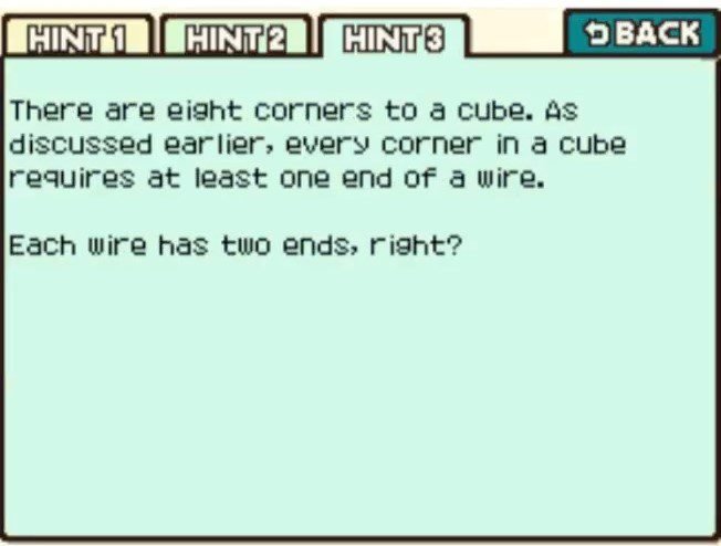 Professor Layton and the Curious Village Puzzle 075 - The Wire Cube Hint 3