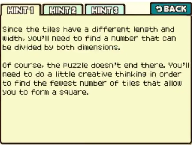 Professor Layton and the Curious Village: Puzzle 076 - A Tile Square Hint 1