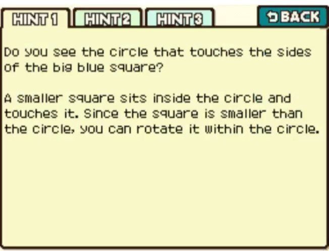 Professor Layton and the Curious Village Puzzle 086 - Square and Circles Hint 1