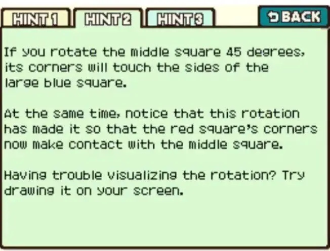 Professor Layton and the Curious Village Puzzle 086 - Square and Circles Hint 2