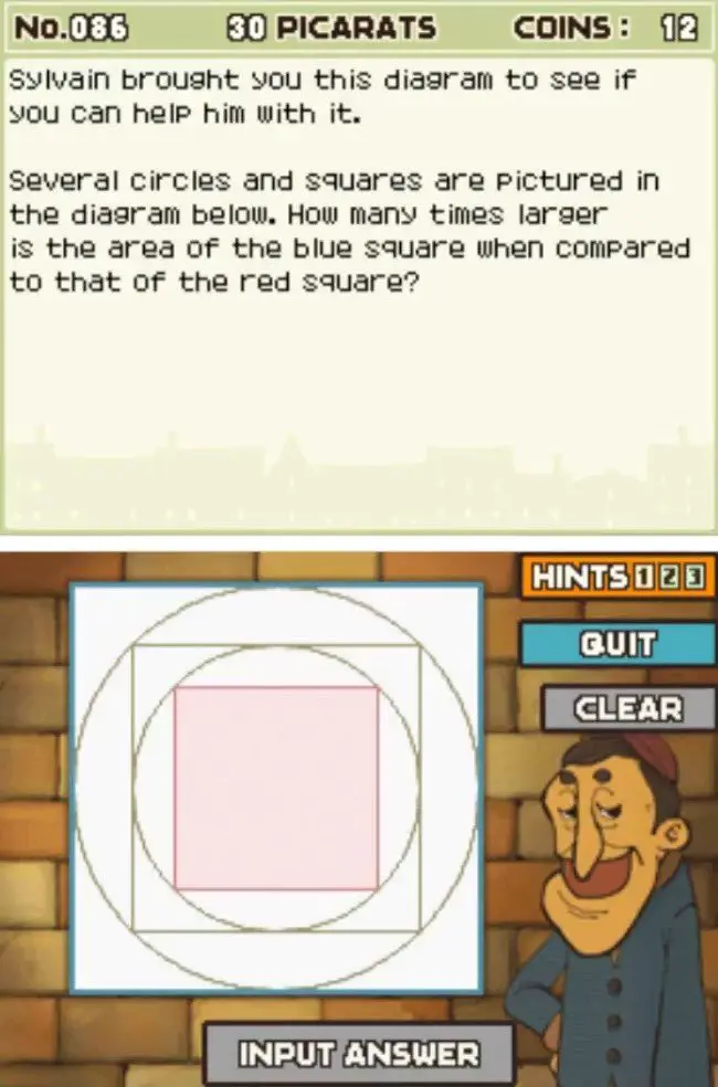 Puzzle overview of Professor Layton and the Curious Village Puzzle 086 - Square and Circles