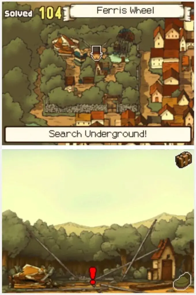 Professor Layton and the Curious Village Puzzle 087 - Ferris Wheel Puzzle Location