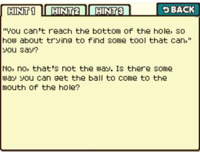 Professor Layton and the Curious Village Puzzle 88 (US) - In a Hole Hint 1