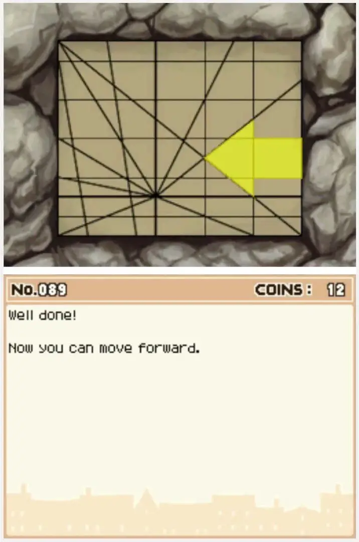 Answer screen for Professor Layton and the Curious Village Puzzle 089 - Which Way?