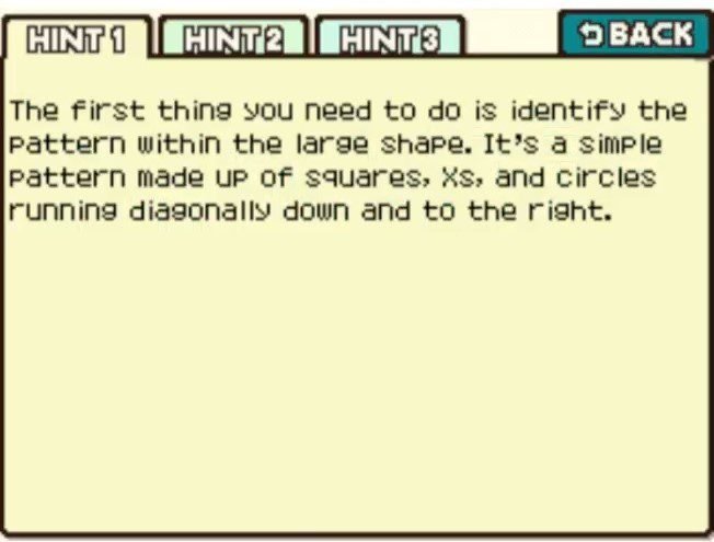 Professor Layton and the Curious Village Puzzle 091 - Pattern Matching Hint 1