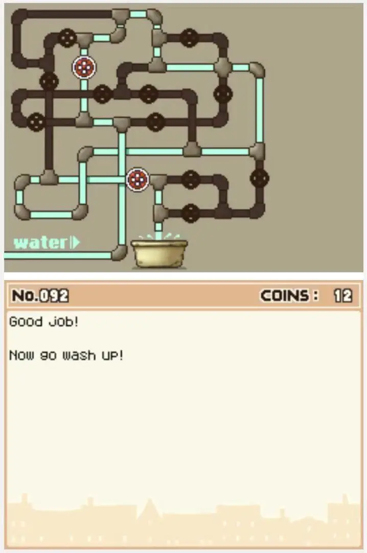 Answer screen for Professor Layton and the Curious Village Puzzle 092 - Wash Up