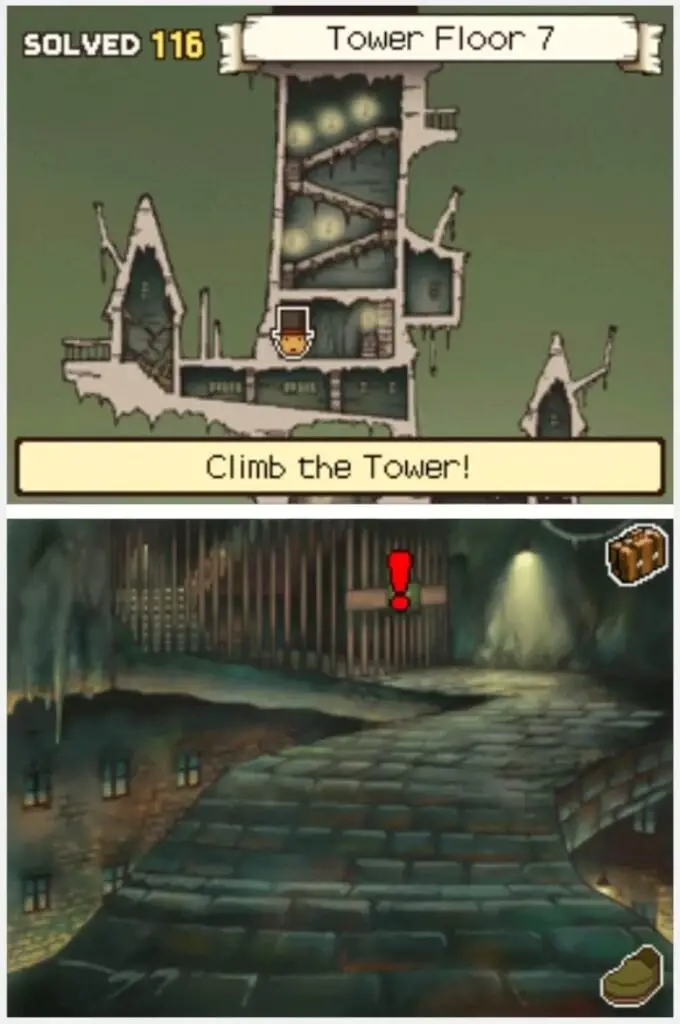 Professor Layton and the Curious Village Puzzle 100 - Seven Squares Location