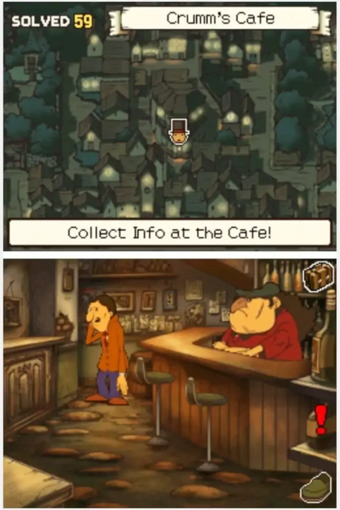 Professor Layton and the Curious Village Puzzle 106 - How Many Glasses? Location