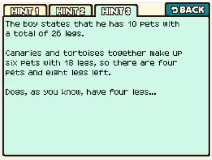 Professor Layton and the Curious Village Puzzle 113 (EU) - Pet Menagerie Hint 3