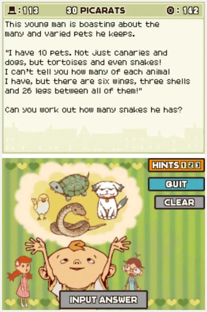 Puzzle overview for Professor Layton and the Curious Village Puzzle 113 (EU) - Pet Menagerie