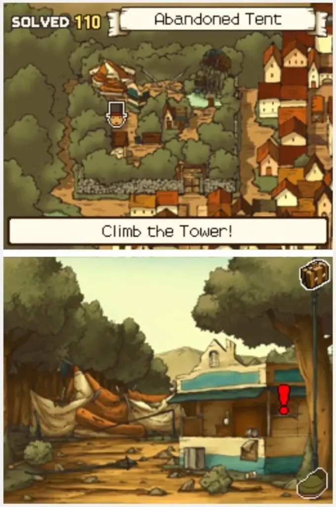 Professor Layton and the Curious Village Puzzle 115 - Odd Box Out Location