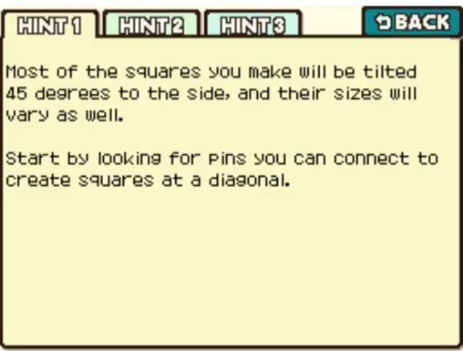 Professor Layton and the Curious Village Puzzle 100 - Seven Squares Hint 1