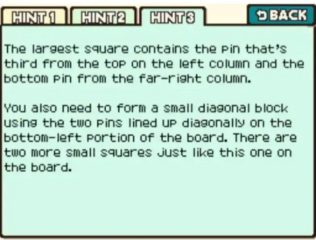 Professor Layton and the Curious Village Puzzle 100 - Seven Squares Hint 3