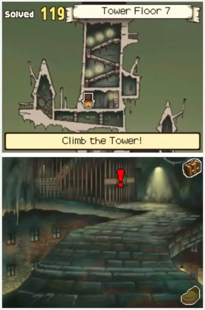 Professor Layton and the Curious Village Puzzle 100 - Seven Squares Location