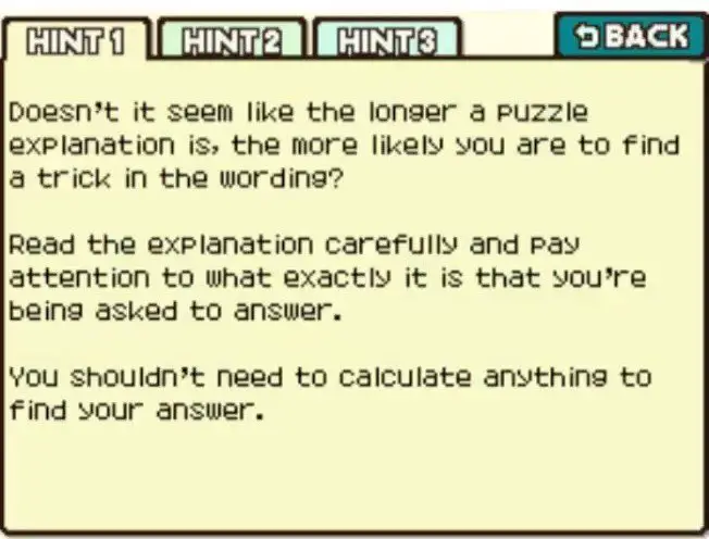 Professor Layton and the Curious Village Puzzle 105 - Rolling a Three Hint 1