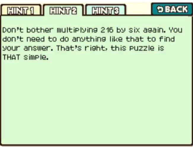 Professor Layton and the Curious Village Puzzle 105 - Rolling a Three Hint 2