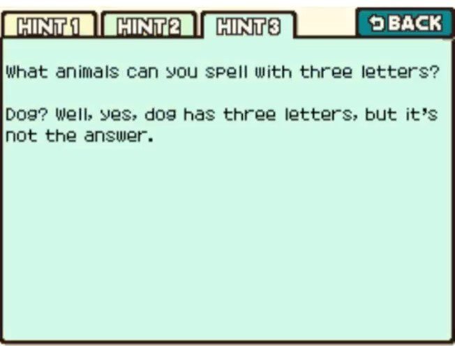 Professor Layton and the Curious Village Puzzle 113 (US) - Pet Hotel Hint 3