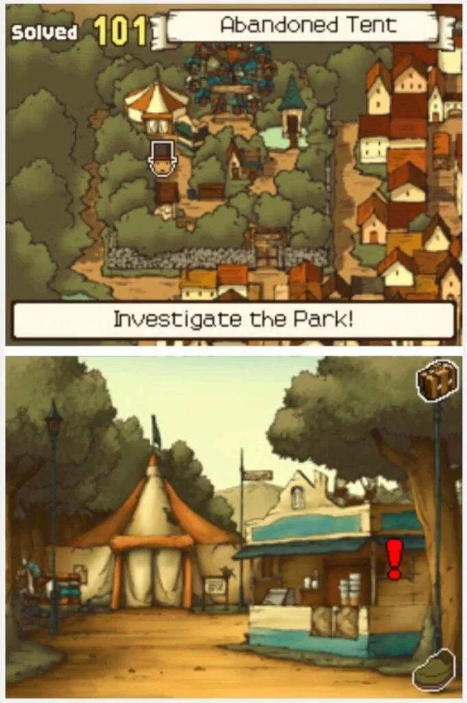 Professor Layton and the Curious Village Puzzle 115 - Odd Box Out Location